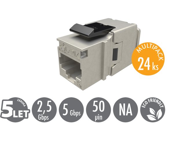 MULTIPACK 24 ks - rychlozařezávací keystone Solarix CAT5E STP SXKJ-5E-STP-BK-NA