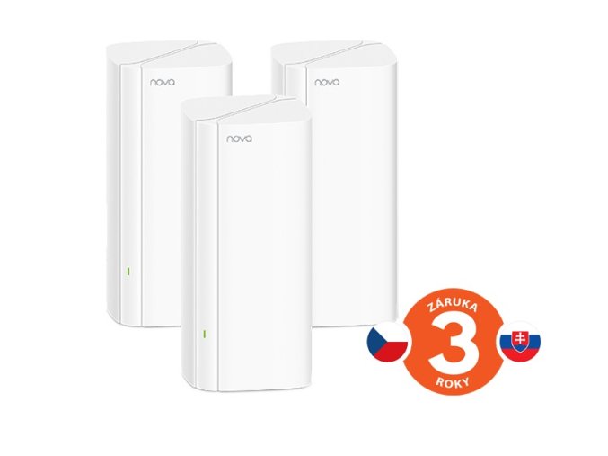 Tenda Nova MX12 (3-pack) WiFi6 AX3000 Mesh Gigabit system, 9xGLAN/GWAN, WPA3, VPN, SMART CZ aplikace