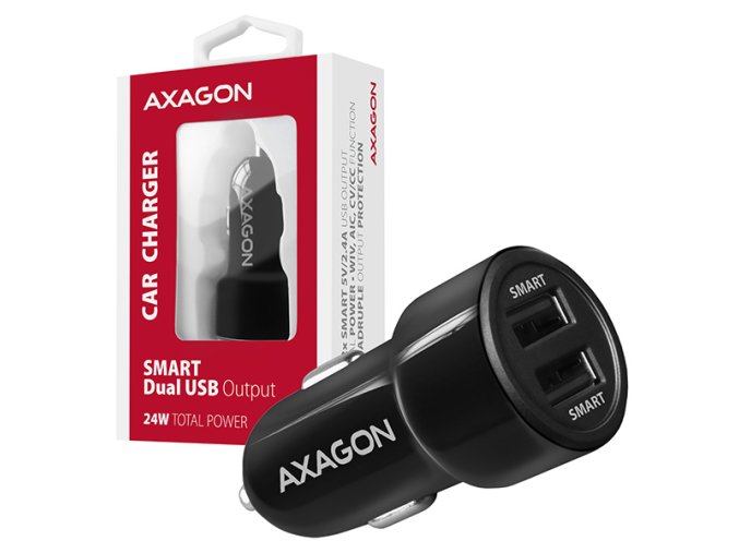 AXAGON PWC-5V5, SMART nabíječka do auta, 2x port 5V-2.4A + 2.4A, 24W