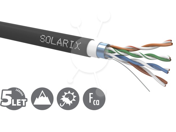 Instalační kabel Solarix CAT5E FTP PVC+PE Fca dvojitý plášť 305m/cívka SXKD-5E-FTP-PVC+PE