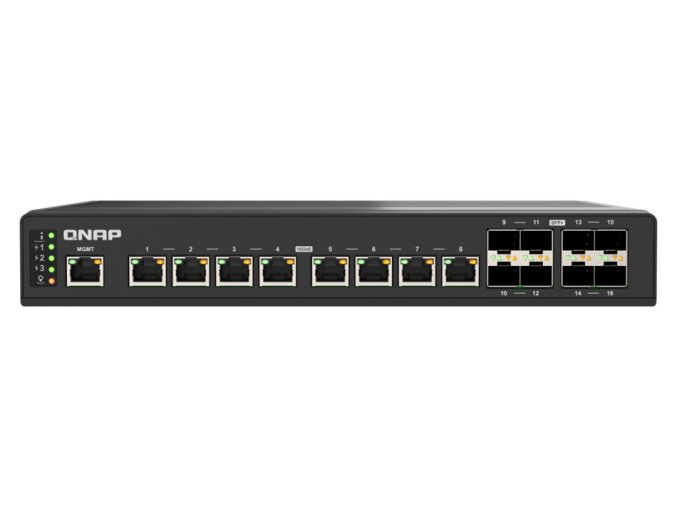 QNAP řízený průmyslový switch QSW-IM3216-8S8T: 16x 10G porty (8x 10Gb SFP+ a 8x 10Gb RJ-45)