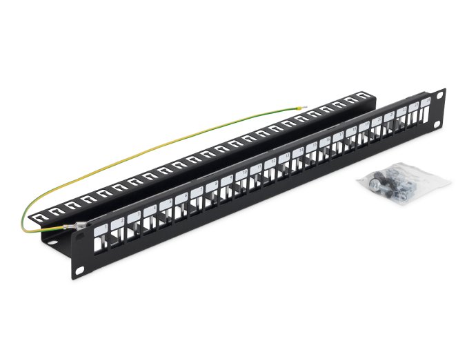 19" modulární patch panel pro max.24 keystonů