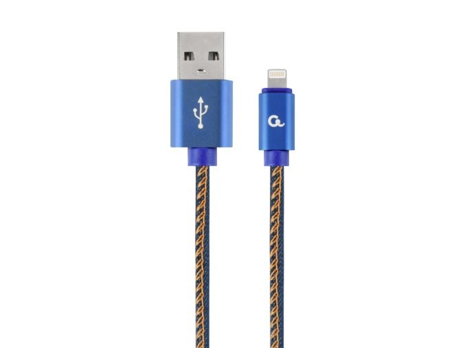 Gembird oplétaný denim USB-A/Lightning kabel 2m