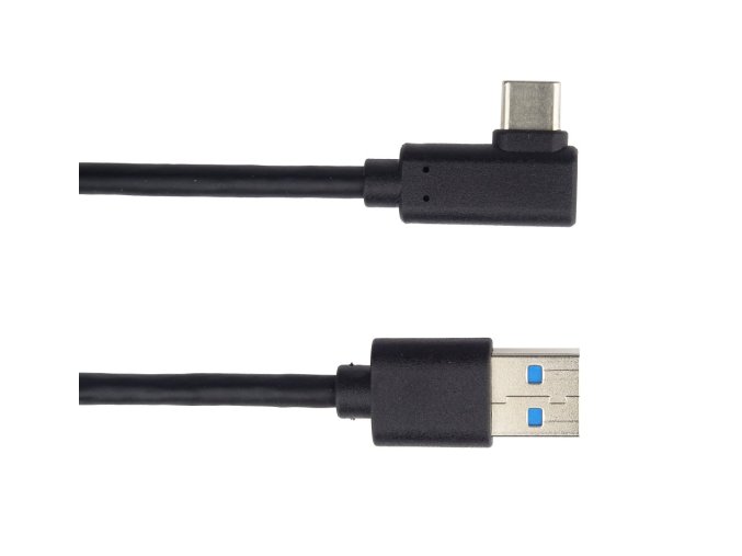 PremiumCord Kabel USB typ C/M zahnutý konektor 90° - USB 3.0 A/M, 2m
