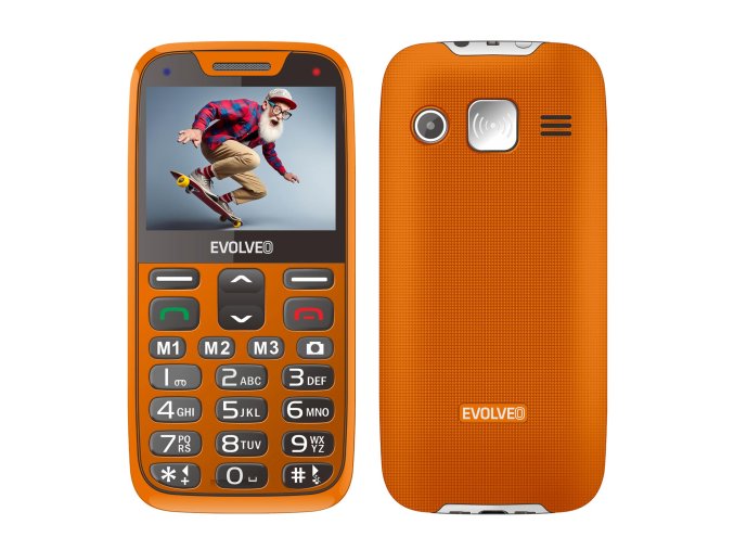 EVOLVEO EasyPhone XR, mobilní telefon pro seniory s nabíjecím stojánkem, oranžový