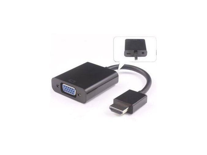 Předvodník HDMI na VGA se zvukem 3,5mm jack- černý