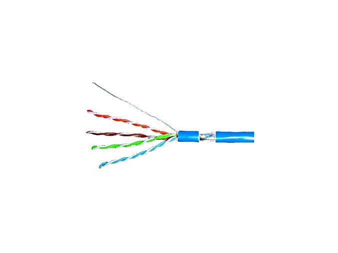 Kabel F/UTP Cat.5e 4x2xAWG24, LS0H plášt modrý, box 305m