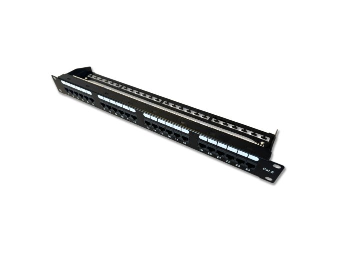 DATACOM Patch panel 19" UTP 24 port CAT6 DUAL 1U BK (4x6p) VL