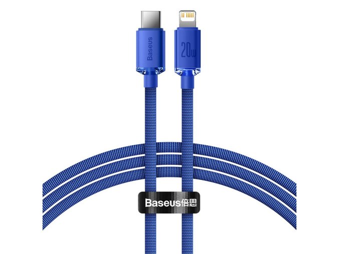 Baseus CAJY000203 Crystal Shine Series Datový Kabel USB-C - Lightning 20W 1,2m Blue