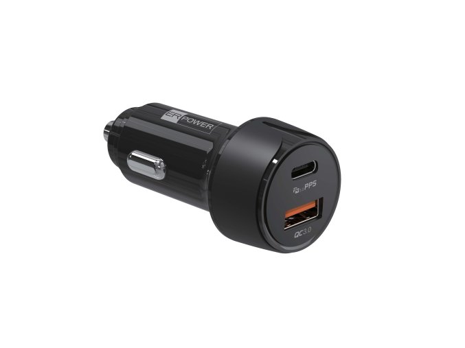 ER POWER 30W PD USB-C/USB-A autonabíječka, černá