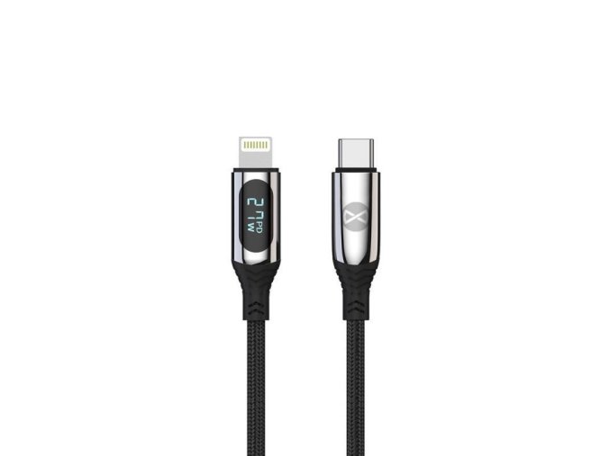 Datový kabel s LCD Forever USB-C/Lightning 1m 27W černý