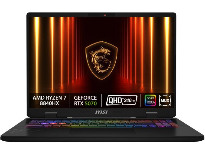 MSI Crosshair/A16 HX D8WGKG-021CZ/R7-8840HX/16"/2560x1600/32GB/1TB/RTX 5070/W11H/Gray/2R