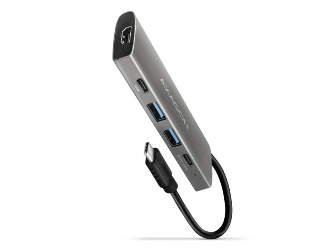 AXAGON HMC-5G21, USB 10Gb/s hub, porty 2x USB-A, 2x USB-C, HDMI 4k/30, PD 60W, kabel USB-C 13cm