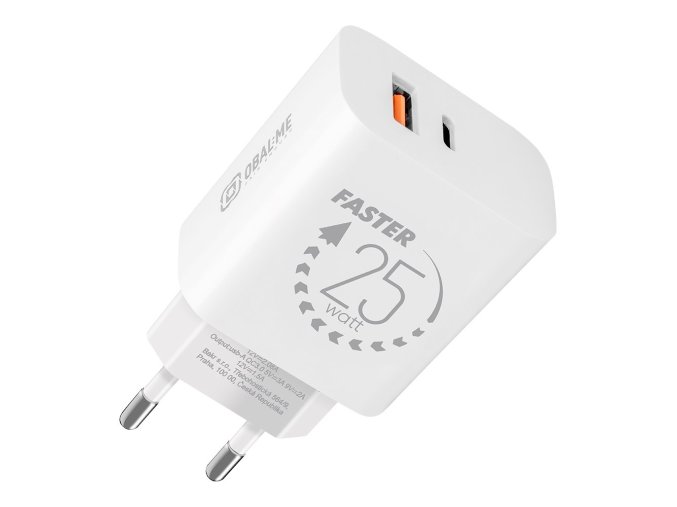 OBAL:ME Cestovní Nabíječka USB-A + USB-C 25W White