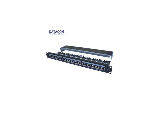 DATACOM Patch panel 24p.CAT6 1U 3x8 LSA, STP 19" černý s vyvázáním