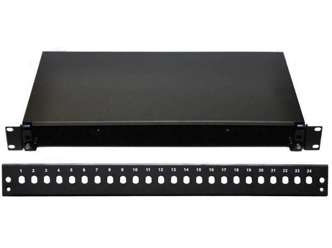 19" Optická vana  24xST černá, aret. plast. klipem