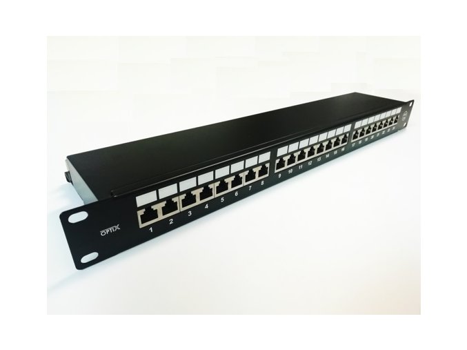 Patch panel 24p.Cat6A STP 1U osazený černý