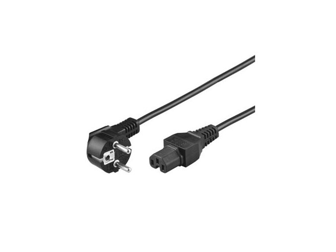 PremiumCord Kabel síťový 230V k počítači 2m IEC 320 C15 konektor s drážkou