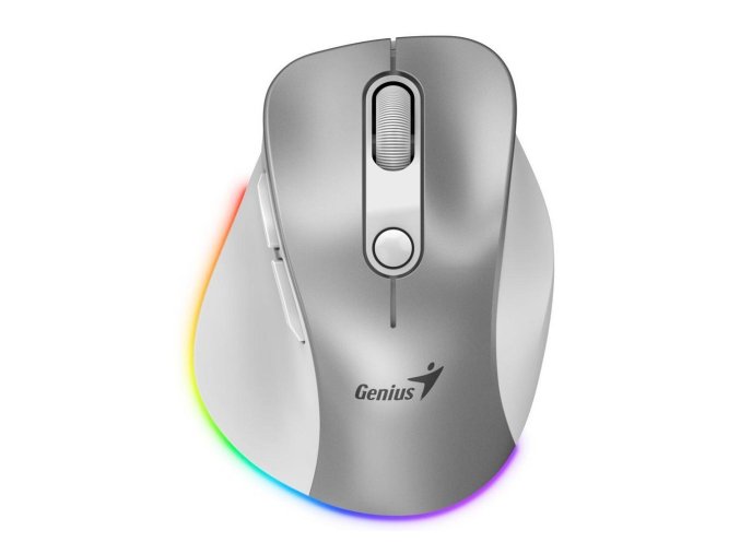 Genius Ergo 9000S Pro/Ergonomická/Optická/Pro praváky/2 400 DPI/USB+BT/Stříbrná