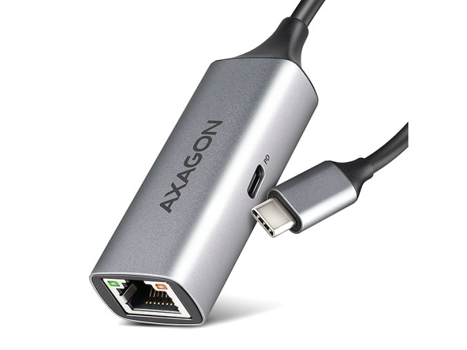 AXAGON ADE-TXPD, USB-C 3.2 Gen 1 - Gigabit Ethernet síťová karta, Asix AX88179, PD 100W, auto instal