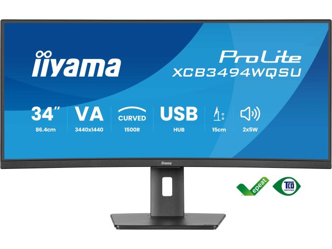 34" iiyama XCB3494WQSU-B1:VA,UWQHD,HDMI,DP,HAS