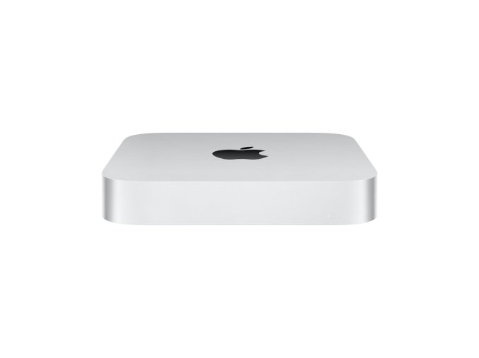 Mac mini M2 Chip Silver Pure Front Over Head Scree s