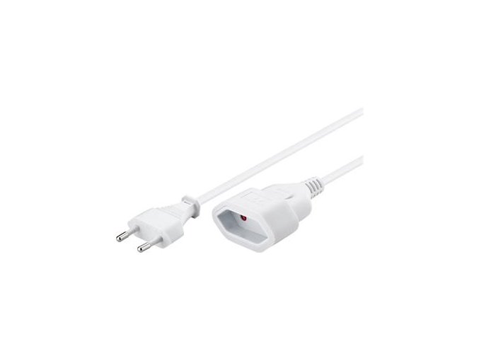 PremiumCord Kabel síťový prodlužovací dvojvidlice 230V 2m bílý