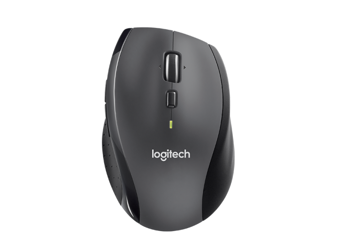 Logitech M705/Ergonomická/Optická/Pro praváky/Bezdrátová USB/Stříbrná