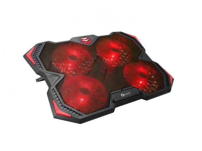 Chladící podložka C-TECH Zefyros (GCP-01R), casual gaming, 17,3", červené podsvícení, regulace otáče