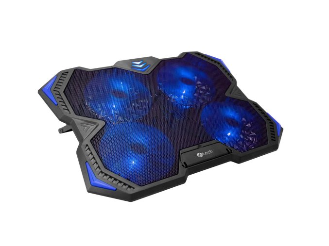 Chladící podložka C-TECH Zefyros (GCP-01B), casual gaming, 17,3", modré podsvícení, regulace otáček