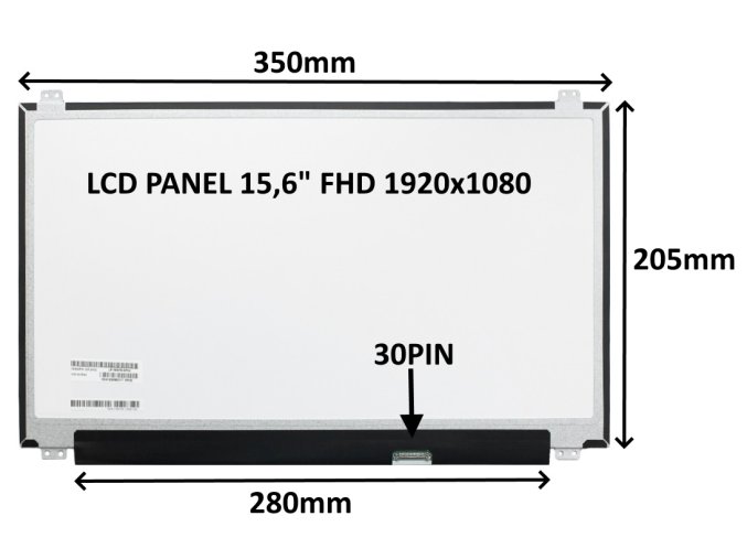 LCD PANEL 15,6" FHD 1920x1080 30PIN MATNÝ IPS / ÚCHYTY NAHOŘE A DOLE