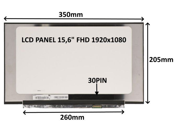 LCD PANEL 15,6" FHD 1920x1080 30PIN MATNÝ IPS / BEZ ÚCHYTŮ