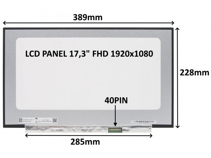 LCD PANEL 17,3" FHD 1920x1080 40PIN MATNÝ IPS 144HZ / BEZ ÚCHYTŮ