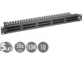 19" ISDN panel Solarix 50 x RJ45 černý 1U SX50-ISDN-BK