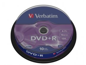 VERBATIM DVD+R(10-Pack)Spindl/MattSlvr/16x/4.7GB