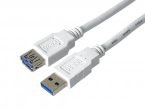 PremiumCord Prodlužovací kabel USB 3.0 Super-speed 5Gbps A-A, MF, 9pin, 1m bílá