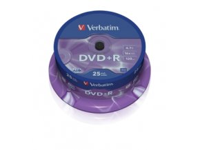 VERBATIM DVD+R(25-Pack)Spindl/MattSlvr/16x/4.7GB