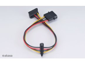 AKASA - 4-pin molex na 2x 15-pin Sata adaptér