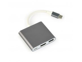 GEMBIRD Multi-adapter USB typu C, šedý