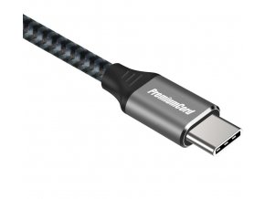 PremiumCord USB-C 3.2 gen 2, zahnutý, oplet, 1m