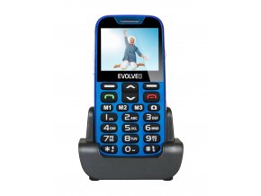 EVOLVEO EasyPhone XD, mobilní telefon pro seniory s nabíjecím stojánkem (modrá barva)