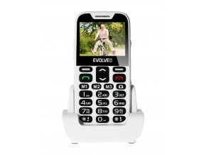 EVOLVEO EasyPhone XD, mobilní telefon pro seniory s nabíjecím stojánkem (bílá barva)