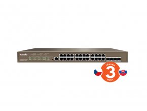 Tenda TEG5328P-24-410W Gigabit L3 PoE+ Switch 370W, 24x 1Gb/s PoE+, 4x SFP, STP, IGMP, VLAN, Rack