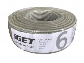 Instalační kabel iGET CAT6 UTP PVC Eca 100m/box, kabel drát, s třídou reakce na oheň Eca