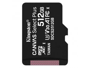 Kingston CANVAS SELECT PLUS/micro SD/512GB/100MBps/UHS-I U3 / Class 10