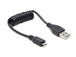 Kabel USB A Male/Micro B Male, 0.6m,kroucený,černý