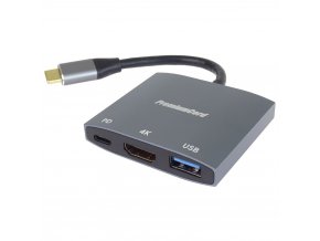 PremiumCord adaptér USB-C na HDMI, USB 3.0 a PD