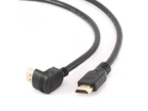 GEMBIRD Kabel HDMI-HDMI M/M 4,5m, 1.4, M/M stíněný, zlacené kontakty, 90° lomený, černý