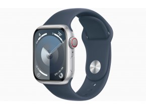 Apple Watch S9 Cell/45mm/Silver/Sport Band/Storm Blue/-S/M