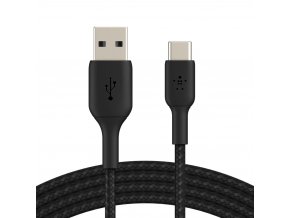 BELKIN kabel oplétaný USB-C - USB-A, 3m, černý